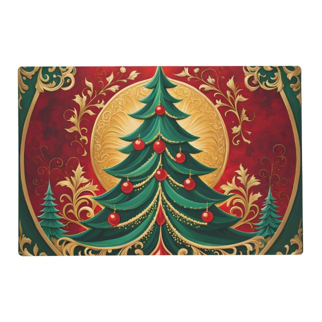 Christmas Tree Holiday Paper Placemat (Back)