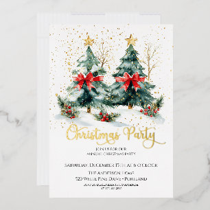  Christmas Tree Holiday Party  Foil Invitation
