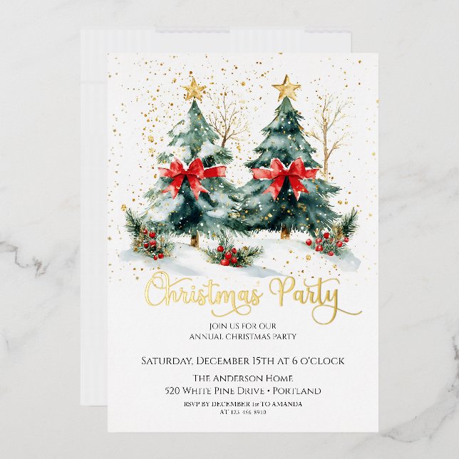  Christmas Tree Holiday Party  Foil Invitation (Envelope)