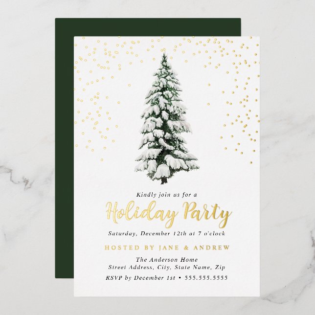 Christmas Tree Holiday Party  Foil Invitation (Front/Back)