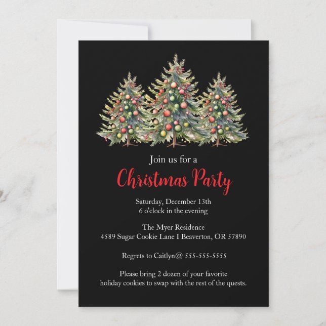 Christmas Tree Holiday Party Invite (Front)