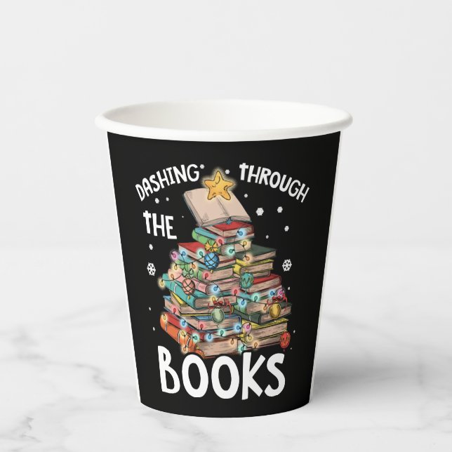 Christmas Tree Holiday Reading Reader Pajamas Paper Cups (Front)