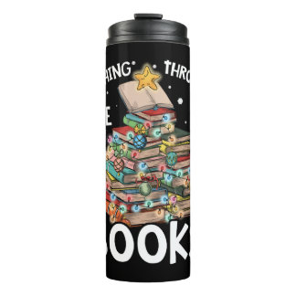 Christmas Tree Holiday Reading Reader Pajamas Thermal Tumbler