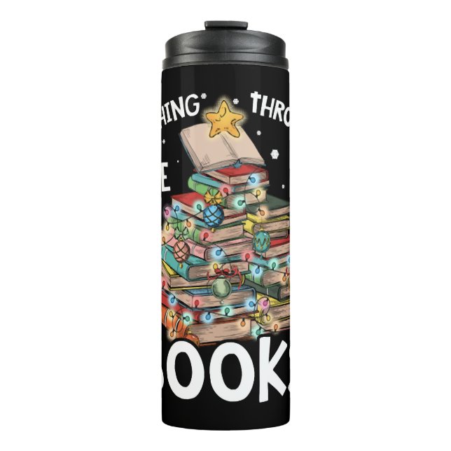 Christmas Tree Holiday Reading Reader Pajamas Thermal Tumbler (Front)