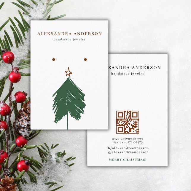 Christmas Tree Holiday Red Green Display  Business Card (Creator Uploaded)