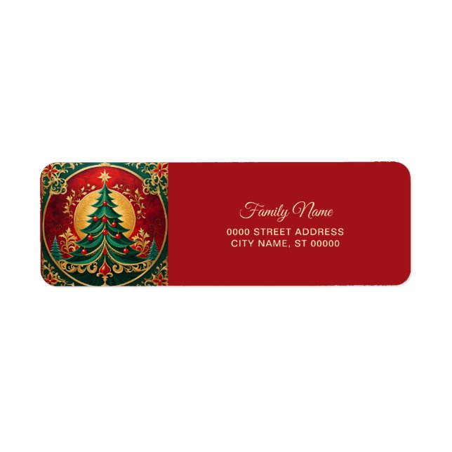 Christmas Tree Holiday Return Address Label (Front)