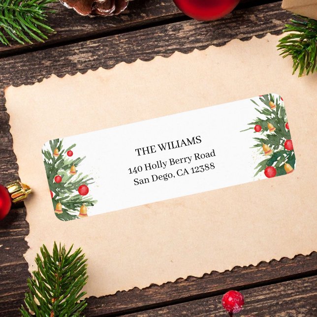 Christmas Tree Holiday Return Address  Label (Creator Uploaded)