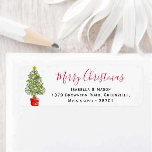 Christmas Tree Holiday Return Address Label