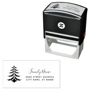 Christmas Tree Holiday Return Address Self-inking Stamp