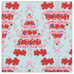 Christmas Tree Holiday Santa Flamingos on Cool Blu Fabric