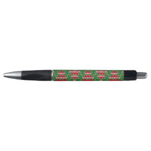 Christmas Tree Holiday Santa Flamingos on Green Pen