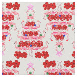 Christmas Tree Holiday Santa Flamingos on Pink Fabric