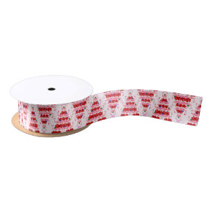 Christmas Tree Holiday Santa Flamingos on Pink Satin Ribbon