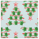 Christmas Tree Holiday Sea Turtles on Cool Blue Fabric