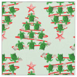Christmas Tree Holiday Sea Turtles on Green Fabric