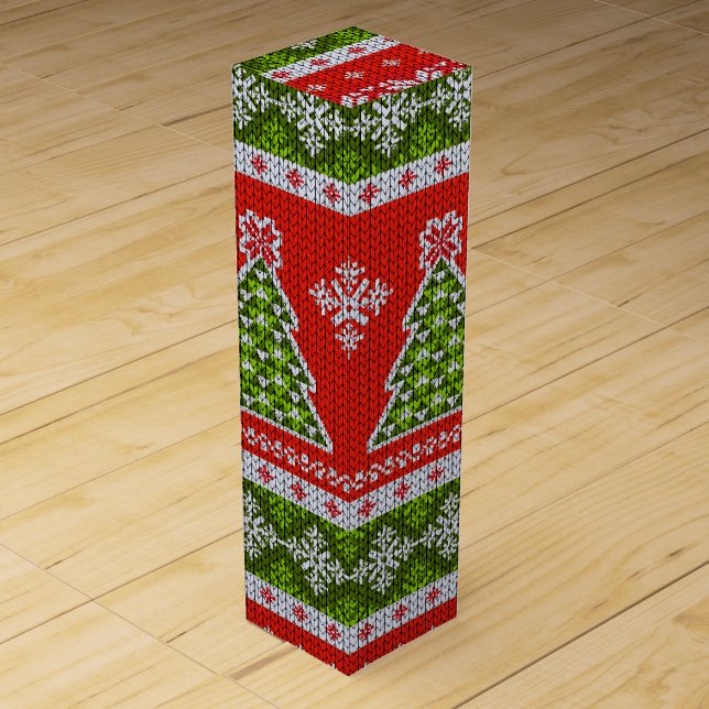 Christmas Tree Holiday Sweater Wine Wine Box (Front)