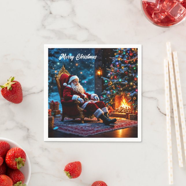 Christmas tree holiday winter art cute Santa Napkins (Insitu)