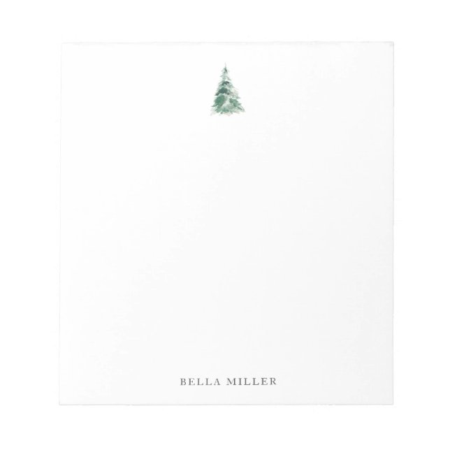 Christmas Tree Holiday Winter Floral Stationary Notepad (Front)