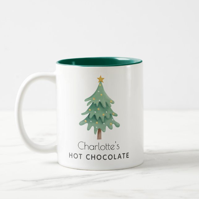 Christmas Tree Holidays Custom Two-Tone Coffee Mug (Left)
