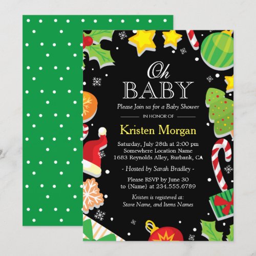 Christmas Tree Holly Berries Cute Baby Shower Card