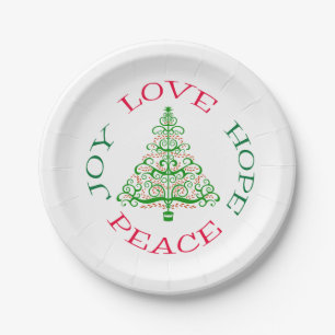 Christmas Tree Hope Holiday Paper Plates