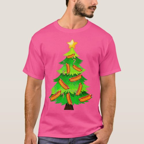 CHRISTMAS Tree Hot Dog Fast Food Funny Gift T_Shirt