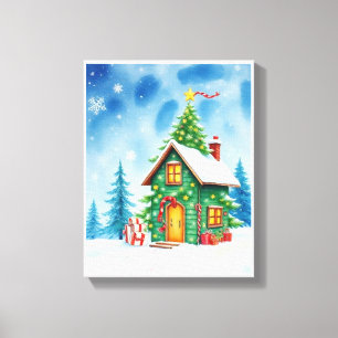 Christmas Tree House Canvas Print