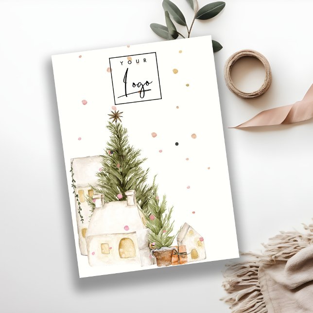 Christmas Tree House Snow Logo Earring Stud Holder Business Card (Creator Uploaded)