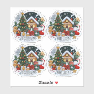 Christmas Tree House Stocking Snowman Sheet Sticker