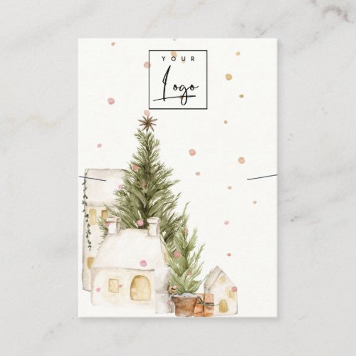 Christmas Tree Houses Snow Logo Necklace Holder Business Card