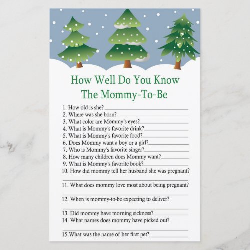 Christmas tree how well do you know baby shower