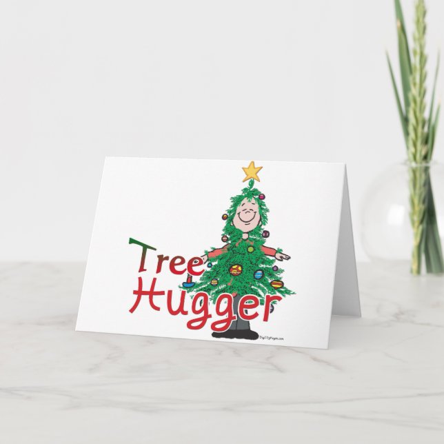 Christmas Tree Hugger Holiday Card (Front)