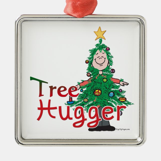 Christmas Tree Hugger Metal Ornament (Front)