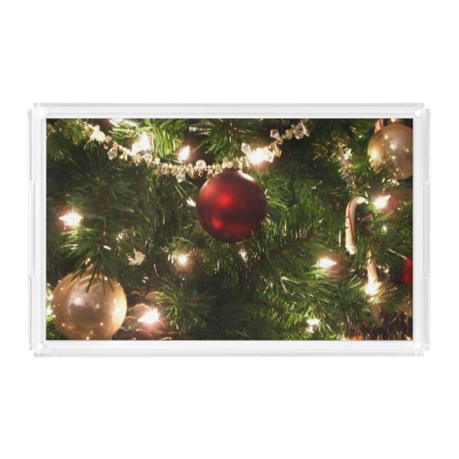 Christmas Tree I Holiday Pretty Green and Red Acrylic Tray (Front)