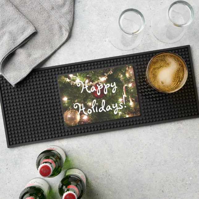 Christmas Tree I Holiday Pretty Green and Red Bar Mat (Insitu (Bar 1))