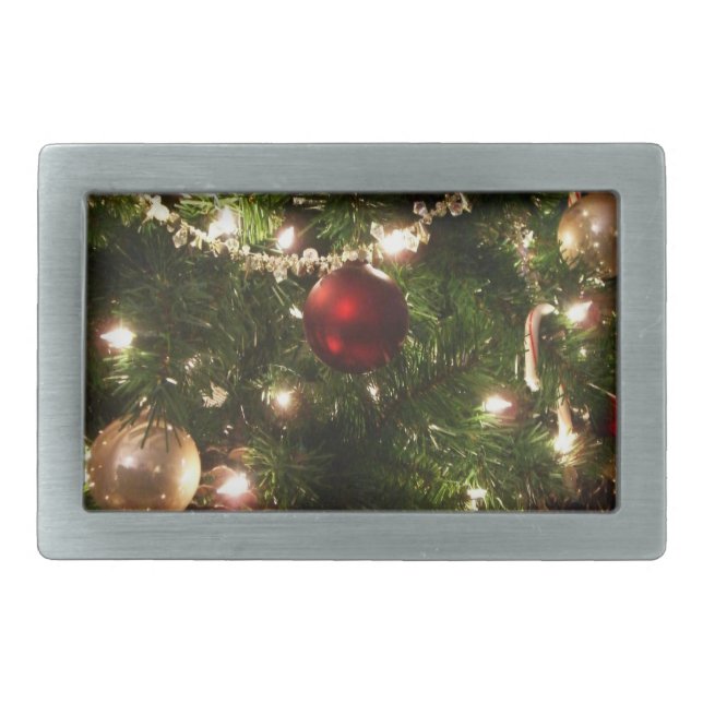 Christmas Tree I Holiday Pretty Green and Red Belt Buckle (Front)