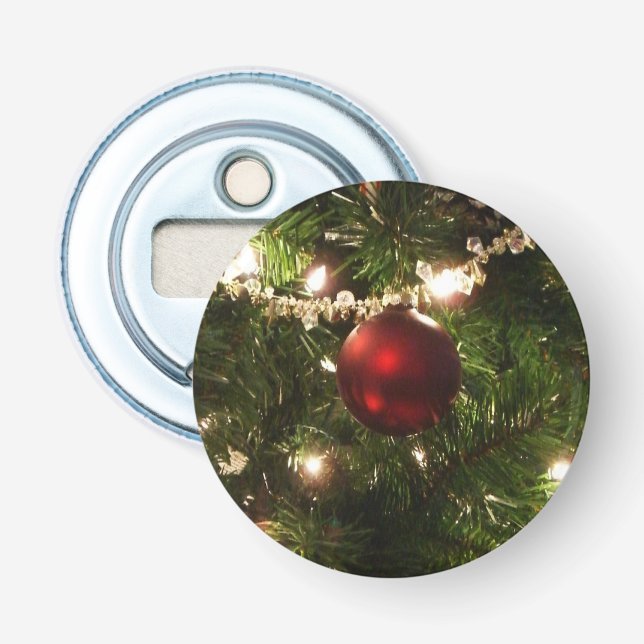 Christmas Tree I Holiday Pretty Green and Red Bottle Opener (Front)