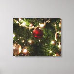 Christmas Tree I Holiday Pretty Green and Red Canvas Print