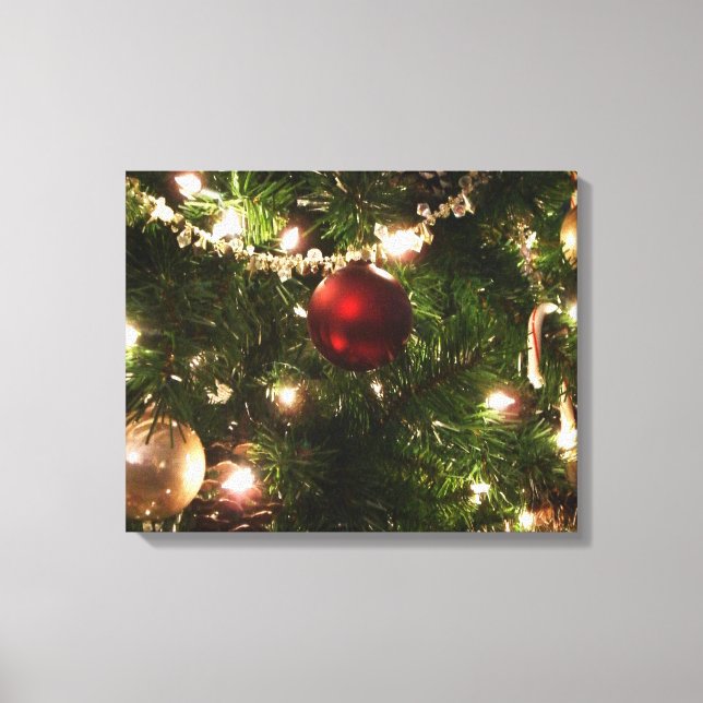 Christmas Tree I Holiday Pretty Green and Red Canvas Print (Front)
