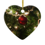 Christmas Tree I Holiday Pretty Green and Red Ceramic Ornament