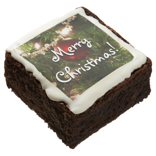 Christmas Tree I Holiday Pretty Green and Red Chocolate Brownie (Angled)