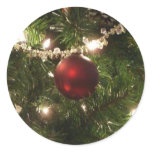 Christmas Tree I Holiday Pretty Green and Red Classic Round Sticker
