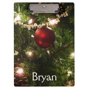 Christmas Tree I Holiday Pretty Green and Red Clipboard