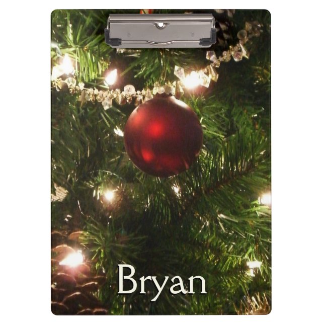 Christmas Tree I Holiday Pretty Green and Red Clipboard (Front)