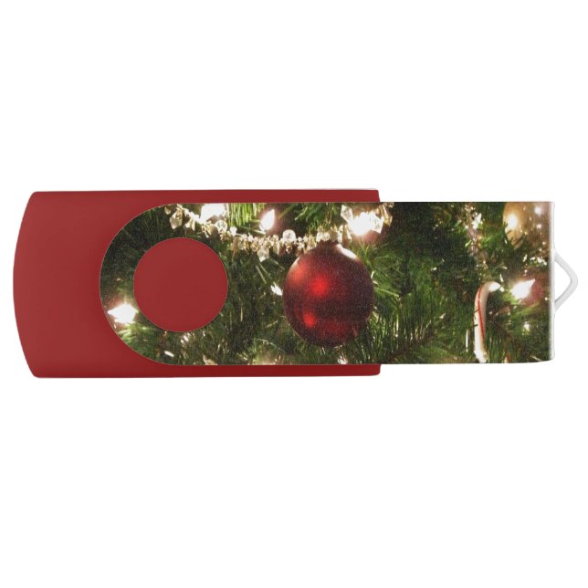 Christmas Tree I Holiday Pretty Green and Red Flash Drive (Front)