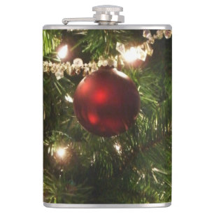 Christmas Tree I Holiday Pretty Green and Red Flask