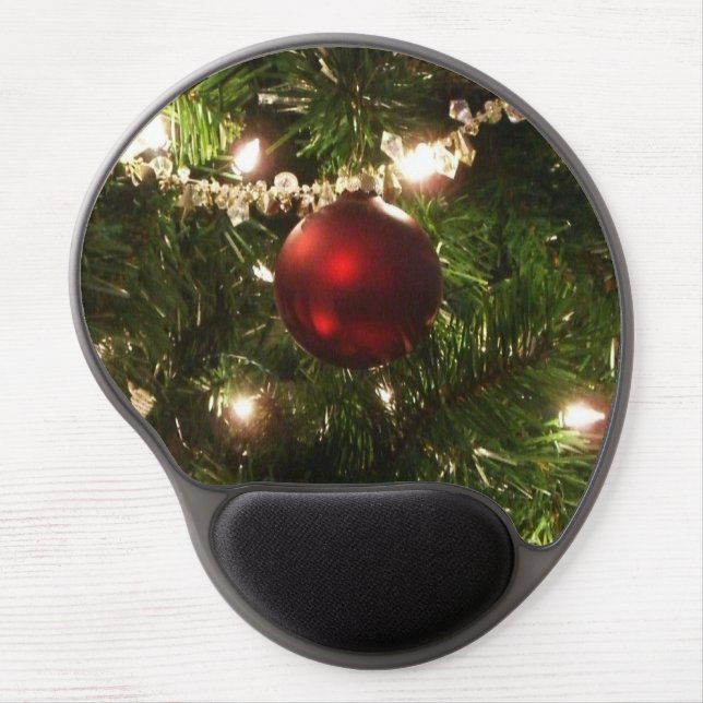 Christmas Tree I Holiday Pretty Green and Red Gel Mouse Pad (Front)