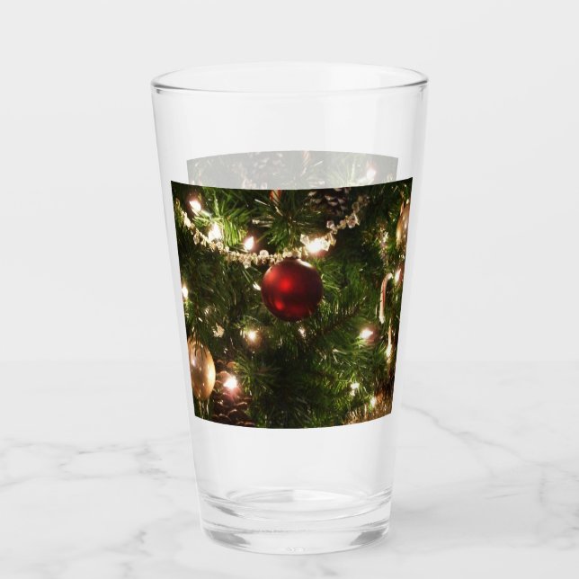 Christmas Tree I Holiday Pretty Green and Red Glass (Front)