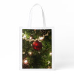 Christmas Tree I Holiday Pretty Green and Red Grocery Bag