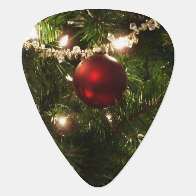 Christmas Tree I Holiday Pretty Green and Red Guitar Pick (Front)